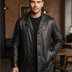 Guess Men's. 3 in 1 Black Leather Jacket